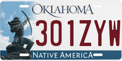 OK license plate 301ZYW