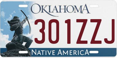 OK license plate 301ZZJ