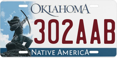 OK license plate 302AAB