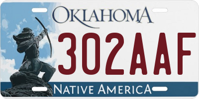 OK license plate 302AAF