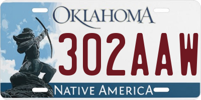 OK license plate 302AAW