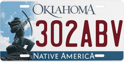 OK license plate 302ABV