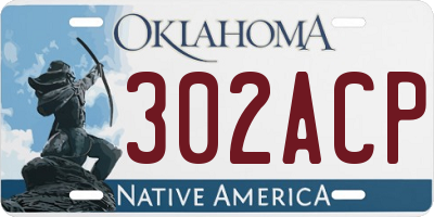 OK license plate 302ACP