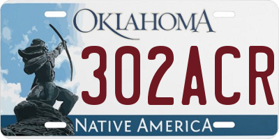 OK license plate 302ACR