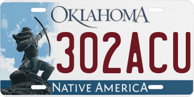 OK license plate 302ACU