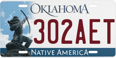 OK license plate 302AET