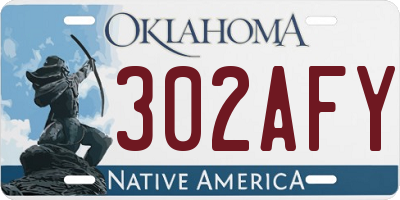 OK license plate 302AFY