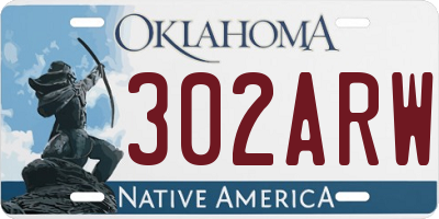 OK license plate 302ARW