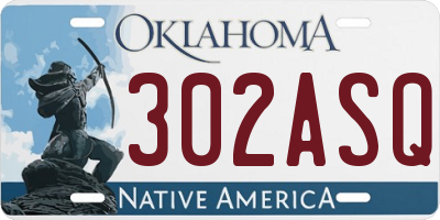 OK license plate 302ASQ