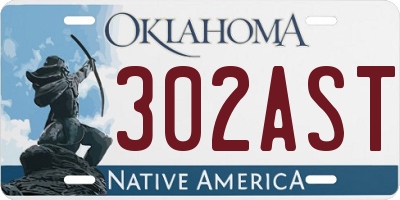 OK license plate 302AST