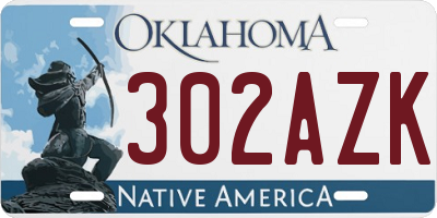 OK license plate 302AZK
