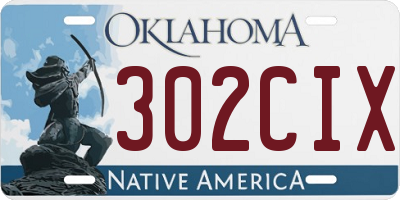 OK license plate 302CIX