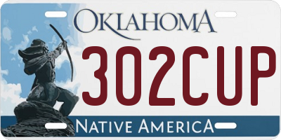 OK license plate 302CUP