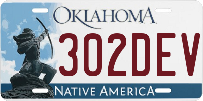 OK license plate 302DEV