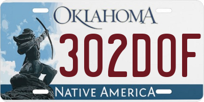 OK license plate 302DOF