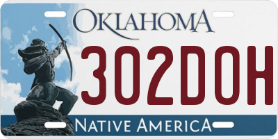 OK license plate 302DOH
