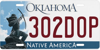 OK license plate 302DOP
