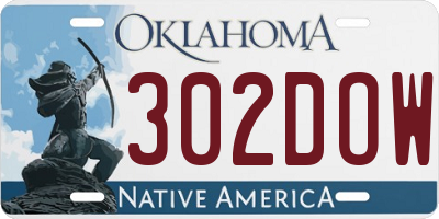 OK license plate 302DOW