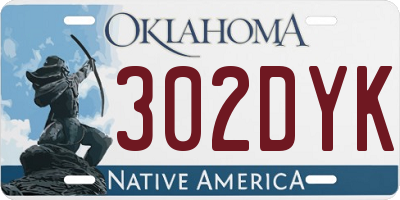 OK license plate 302DYK
