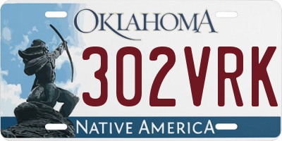OK license plate 302VRK