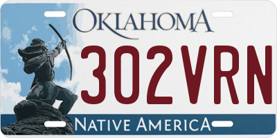 OK license plate 302VRN