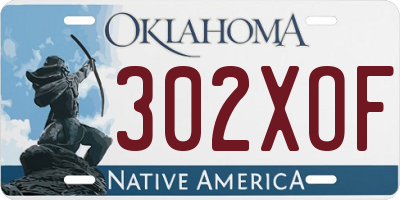 OK license plate 302XOF