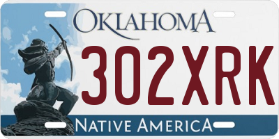 OK license plate 302XRK