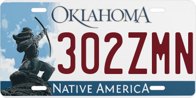 OK license plate 302ZMN