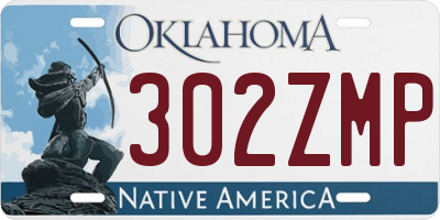OK license plate 302ZMP