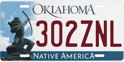 OK license plate 302ZNL