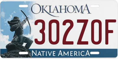 OK license plate 302ZOF