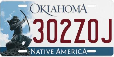 OK license plate 302ZOJ