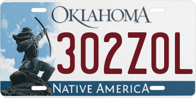 OK license plate 302ZOL
