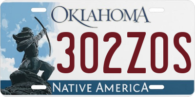 OK license plate 302ZOS