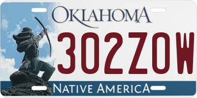 OK license plate 302ZOW