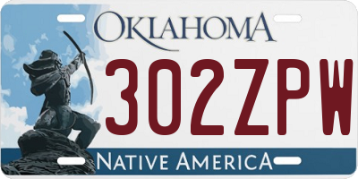 OK license plate 302ZPW