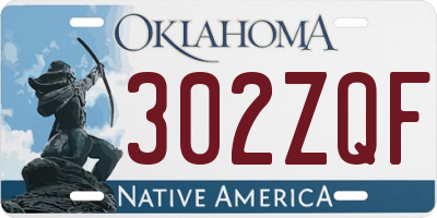 OK license plate 302ZQF