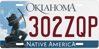OK license plate 302ZQP