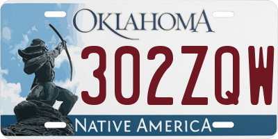 OK license plate 302ZQW