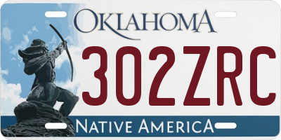 OK license plate 302ZRC
