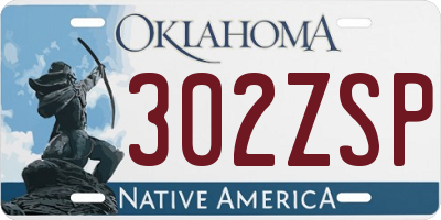 OK license plate 302ZSP