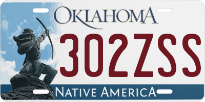 OK license plate 302ZSS