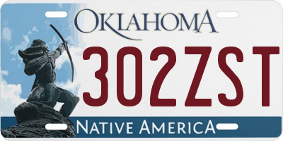 OK license plate 302ZST