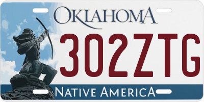 OK license plate 302ZTG