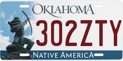 OK license plate 302ZTY