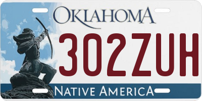 OK license plate 302ZUH