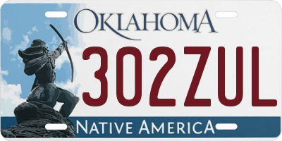 OK license plate 302ZUL