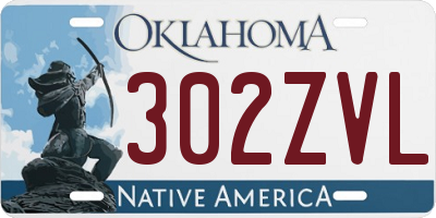 OK license plate 302ZVL