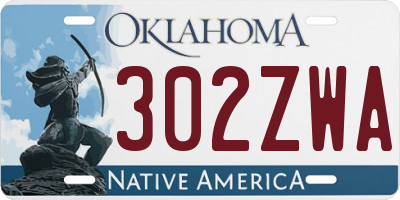 OK license plate 302ZWA