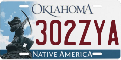 OK license plate 302ZYA